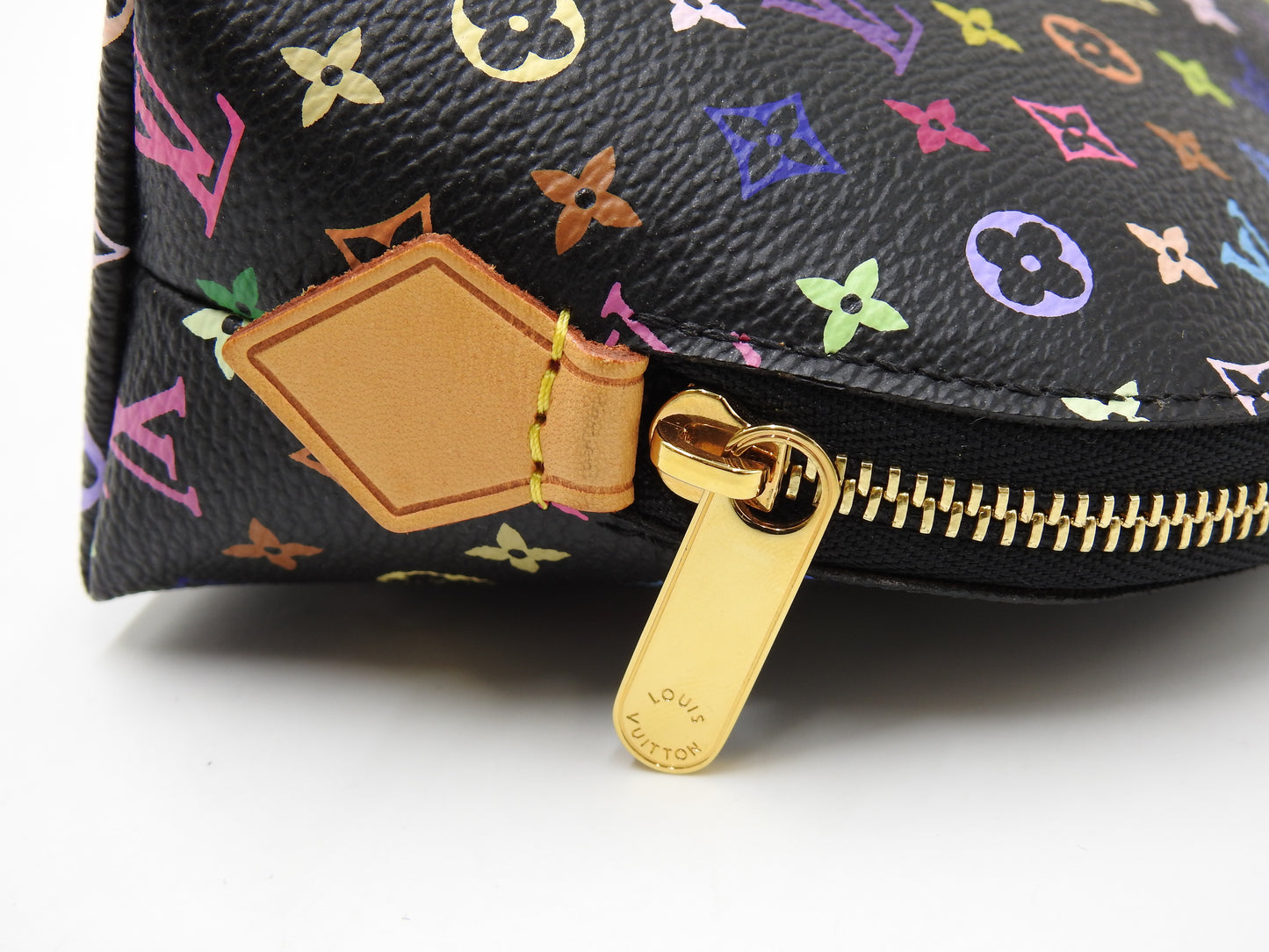 LOUIS VUITTON Pochette Cosmetic Pouch Monogram Multicolor Noir Black M47355