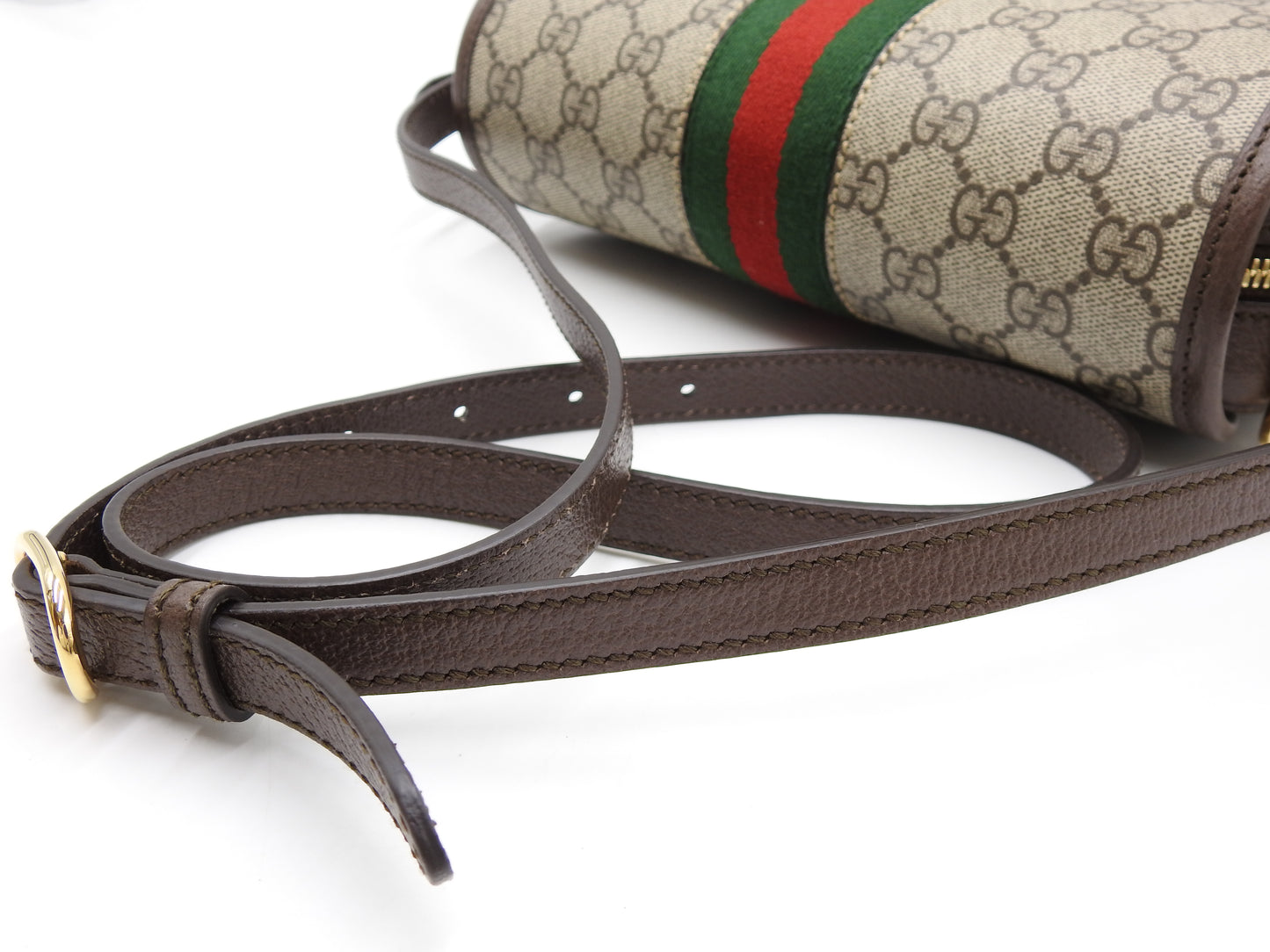 GUCCI GG Supreme Ophidia Web Messenger Shoulder Bag Beige Brown 722117