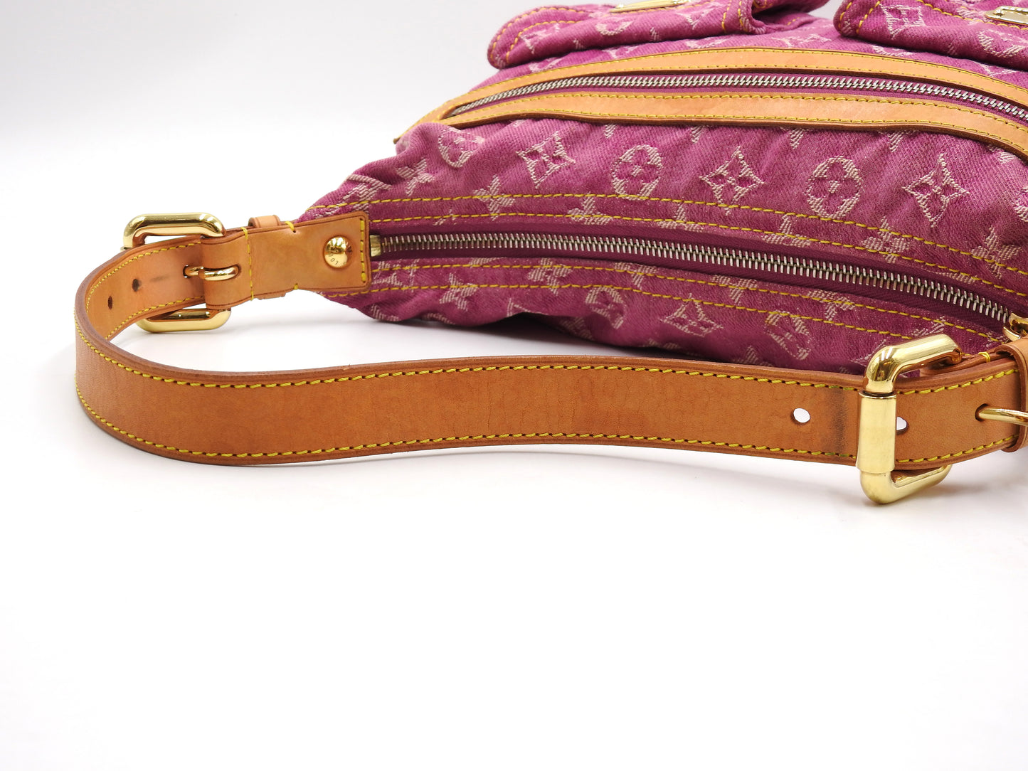 LOUIS VUITTON Baggy PM Monogram Denim Shoulder Bag Fuchsia Pink M95210