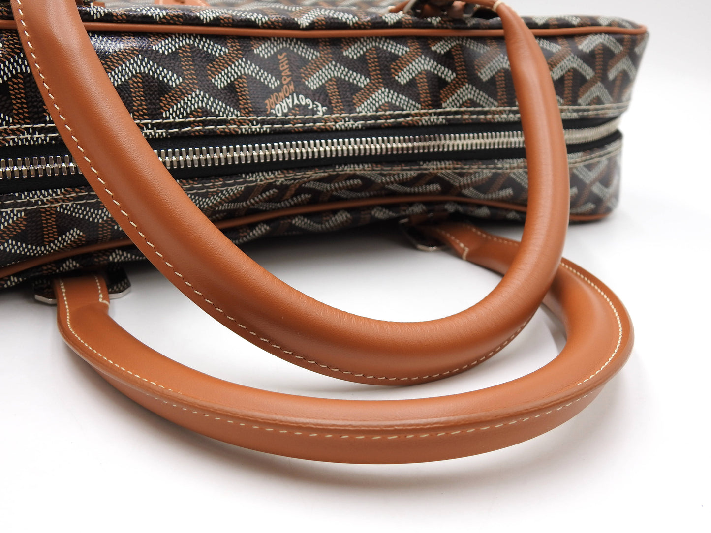 GOYARD AMBASSADE NV2 Business Bag PVC Canvas Leather Black Brown