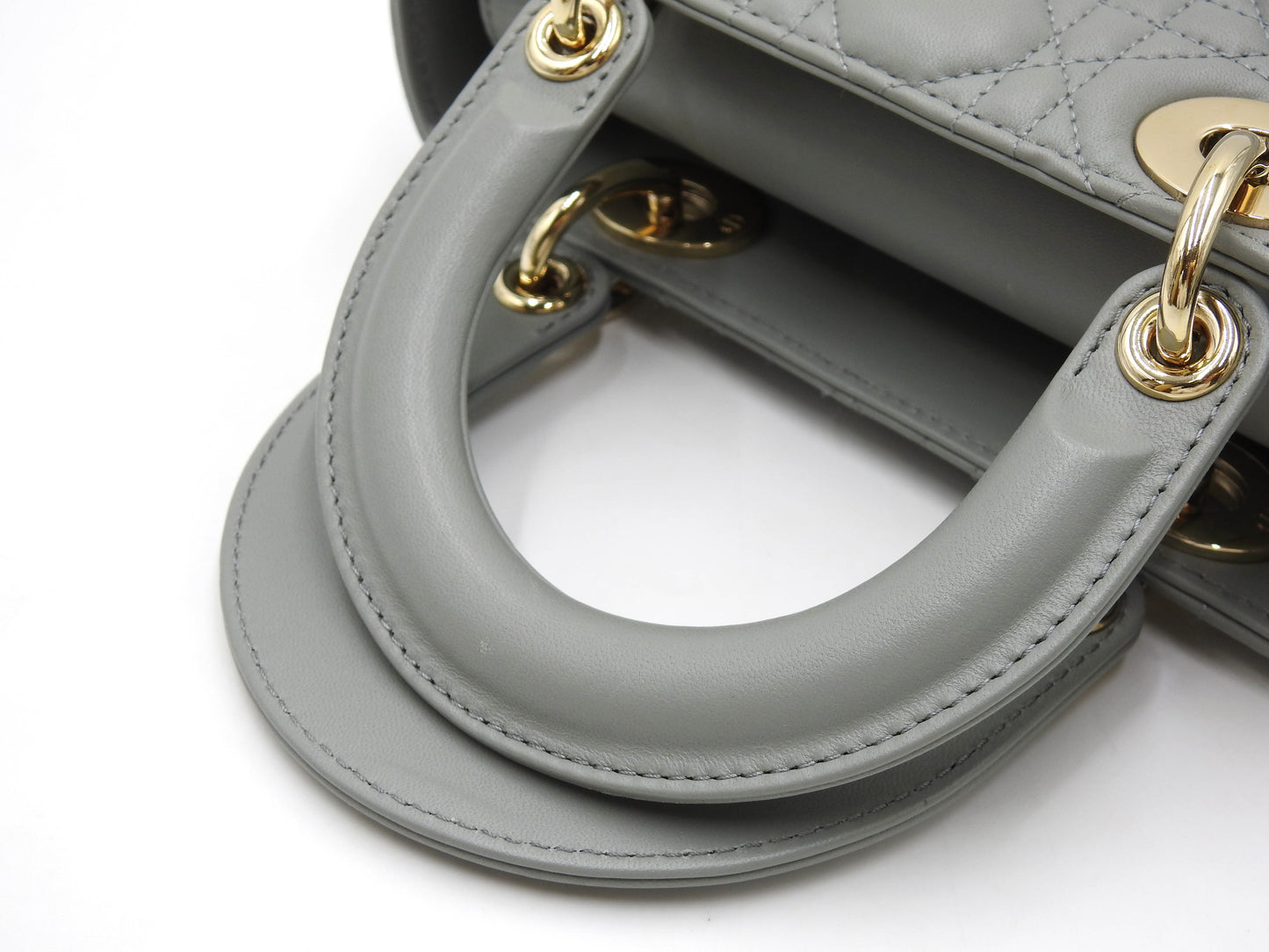 Christian Dior My ABC Lady Dior Small Shoulder Hand Bag Lambskin Gray