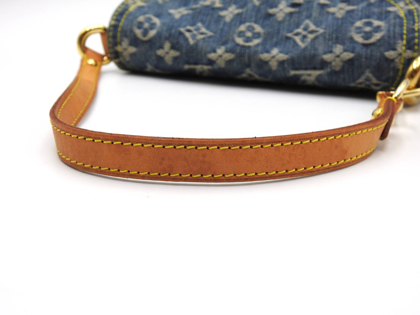 LOUIS VUITTON Mini Pleaty Monogram Denim Shoulder Hand Bag Blue M95050
