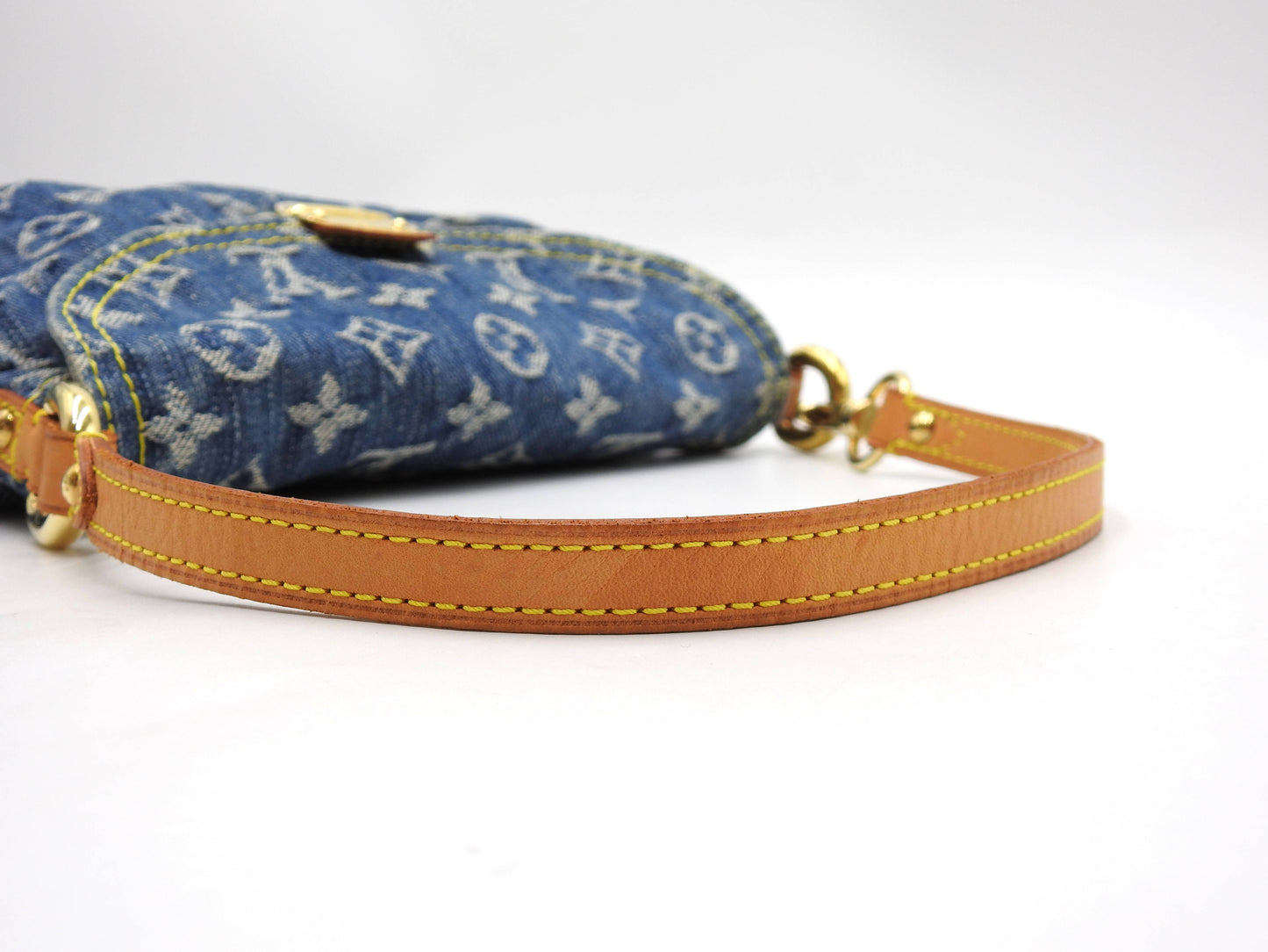 LOUIS VUITTON Mini Pleaty Monogram Denim Shoulder Hand Bag Blue M95050