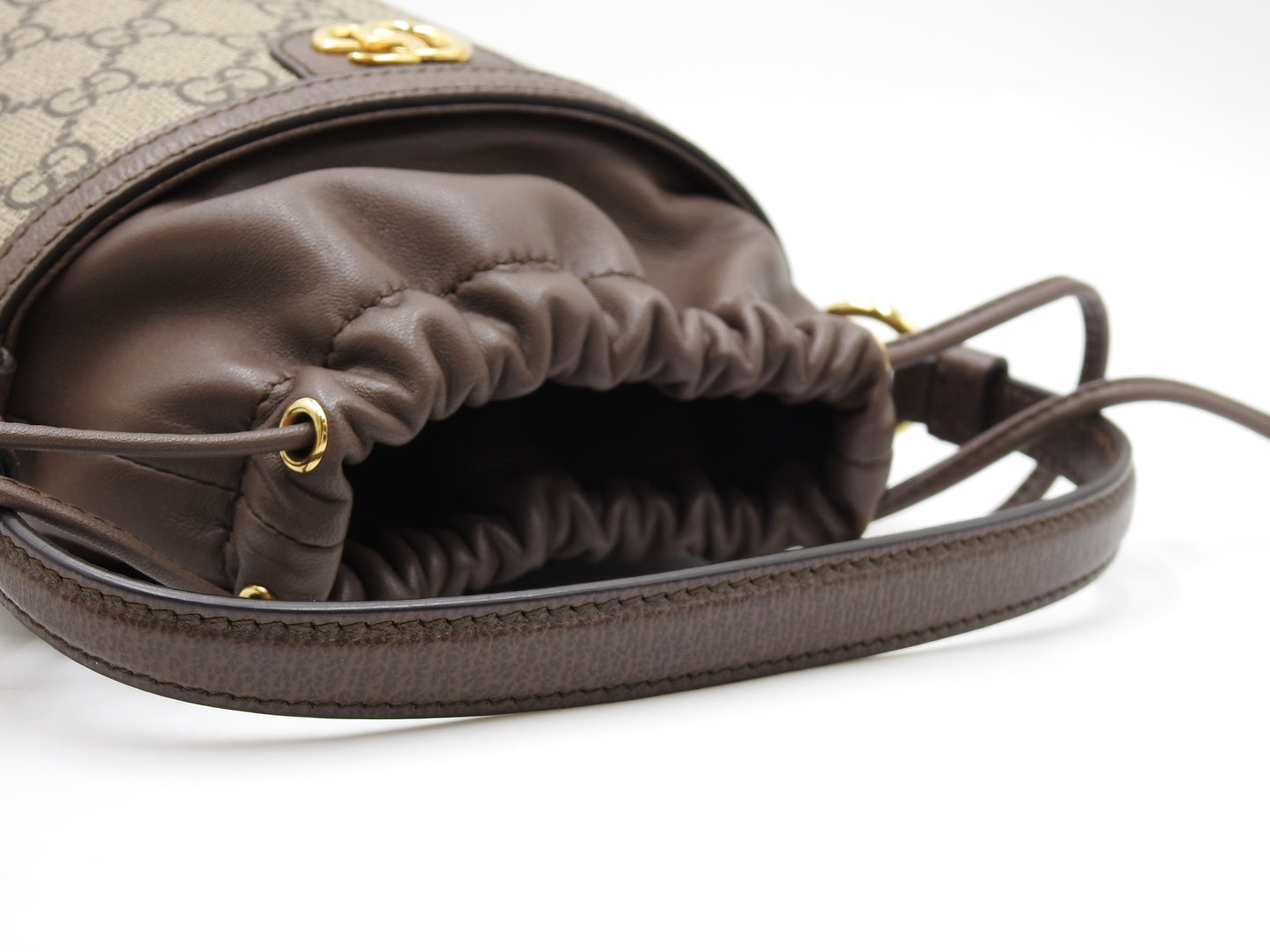 GUCCI GG Supreme Ophidia Bucket Bag Shoulder Hand Bag Beige Brown 760199