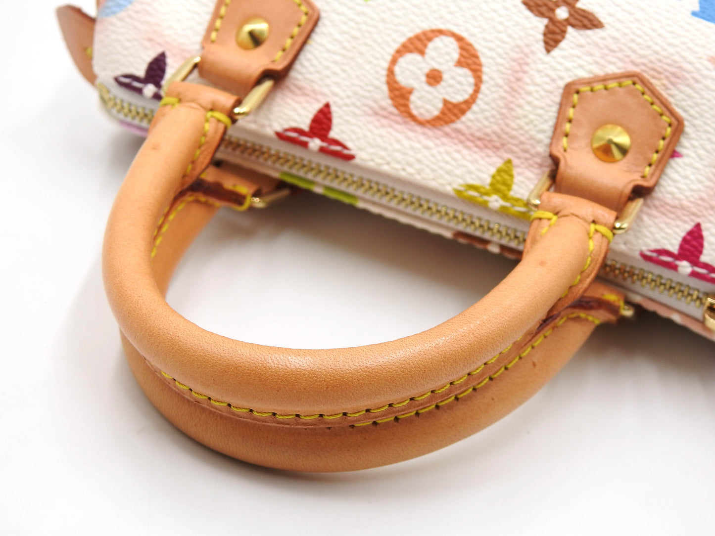 LOUIS VUITTON Monogram Mini Speedy Hand Bag Multicolor Bron White M92645