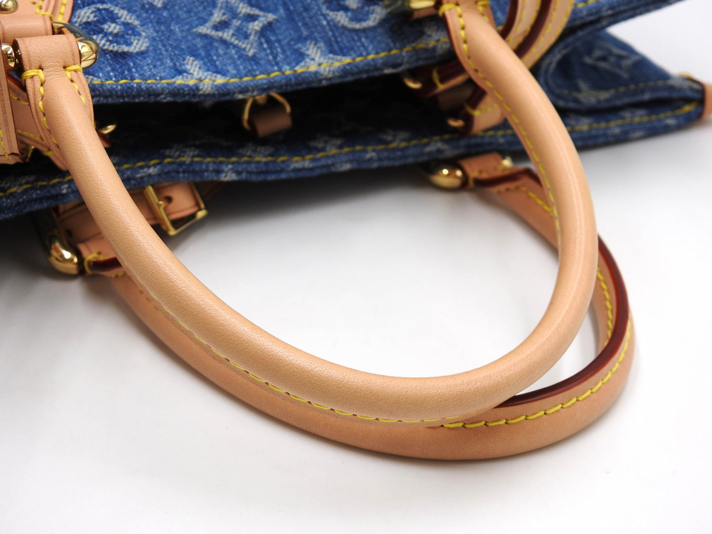 LOUIS VUITTON LV Remix Monogram Denim Onthego MM Shoulder Bag Blue M46871