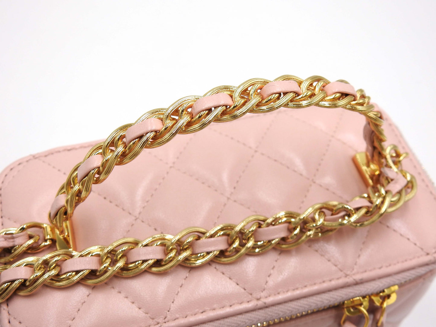 CHANEL CC Matelasse Top Handle 2way Small Chain Vanity Bag Lambskin Pink