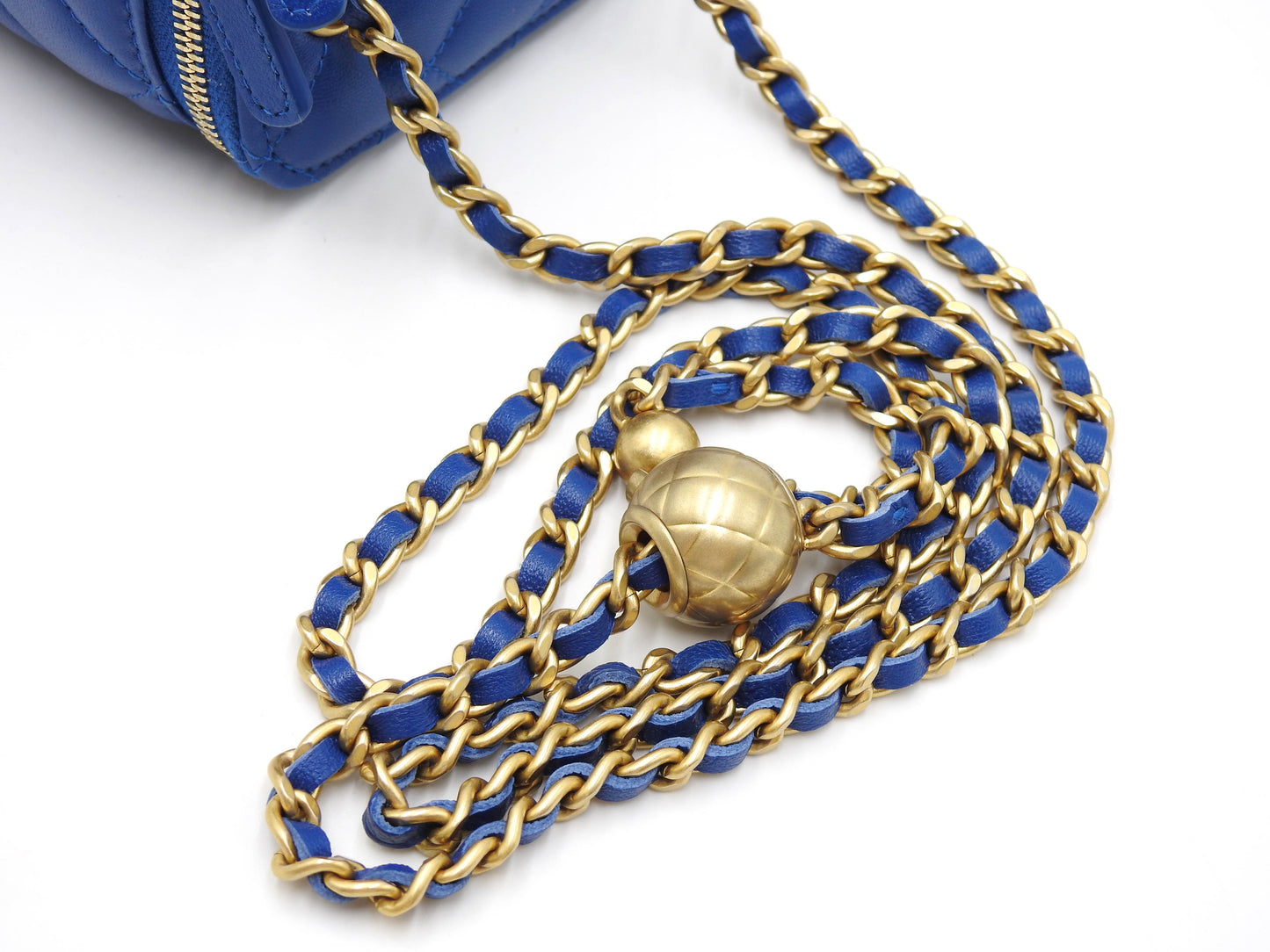 CHANEL Matelasse Pearl Crush Small Vanity Chain Shoulder Bag Blue AP1447