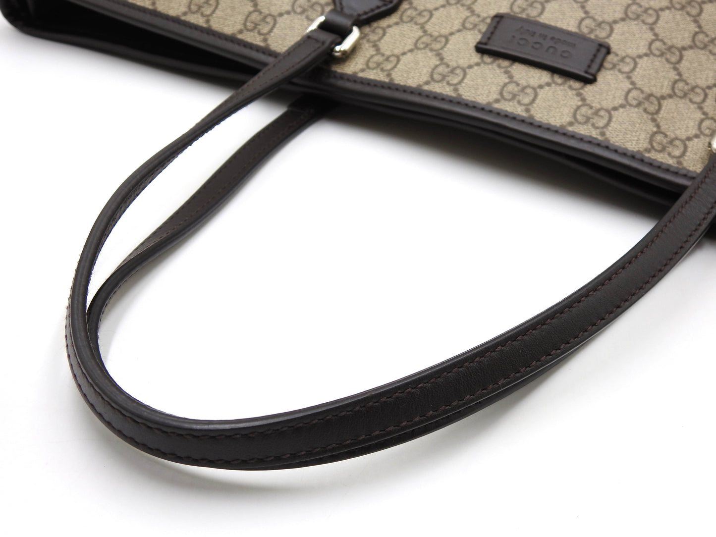 GUCCI GG Supreme Leather Large Tote Bag Monogram Beige Brown 406403