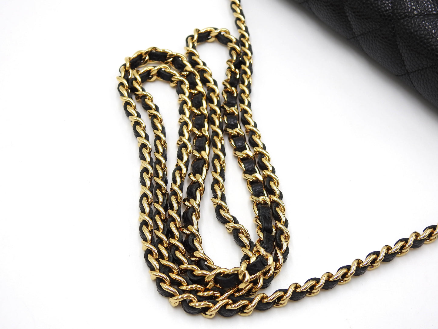 CHANEL CC Matelasse Wallet On Chain Shoulder Bag Caviarskin Black AP0250