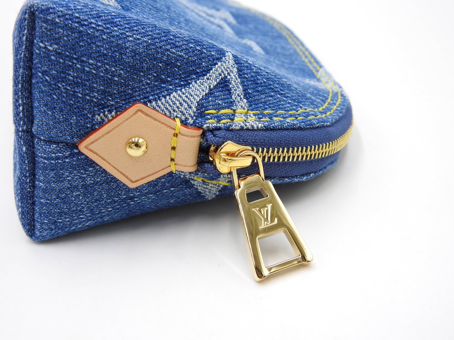 LOUIS VUITTON LV Remix Monogram Denim Cosmetic Pouch PM Blue M24316