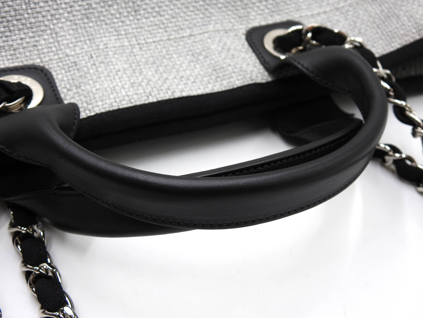 Chanel Deauville Large 2way Chain Shoulder Tote Bag Straw Canvas A66941