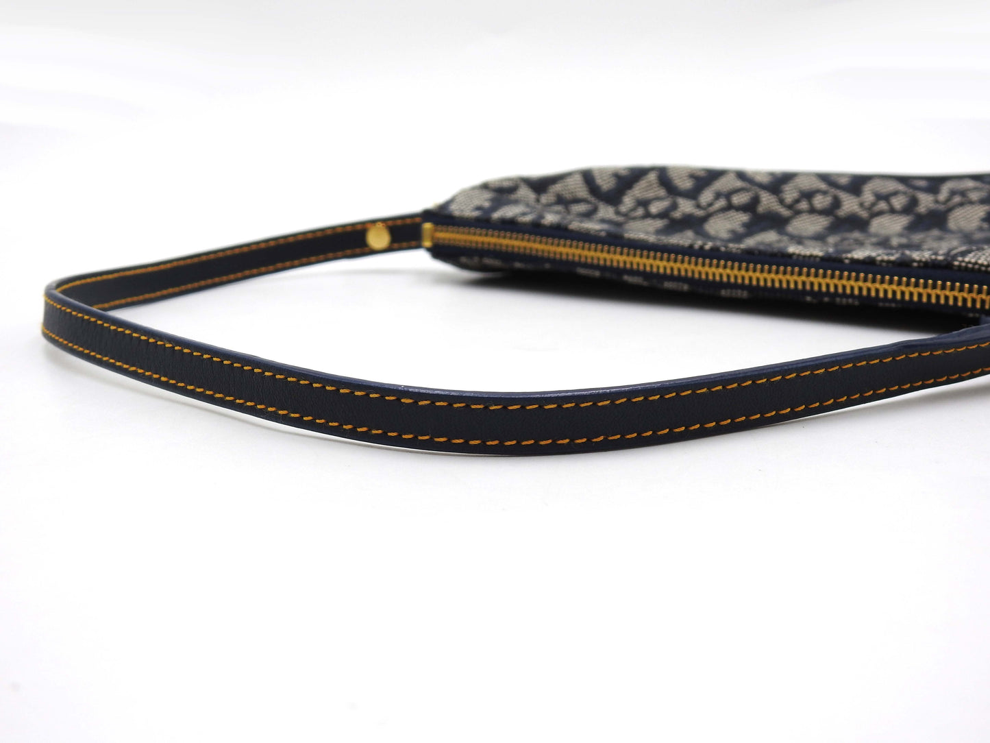 Christian Dior Trotter Saddle Pouch Shoulder Hand Bag Canvas Leather Navy