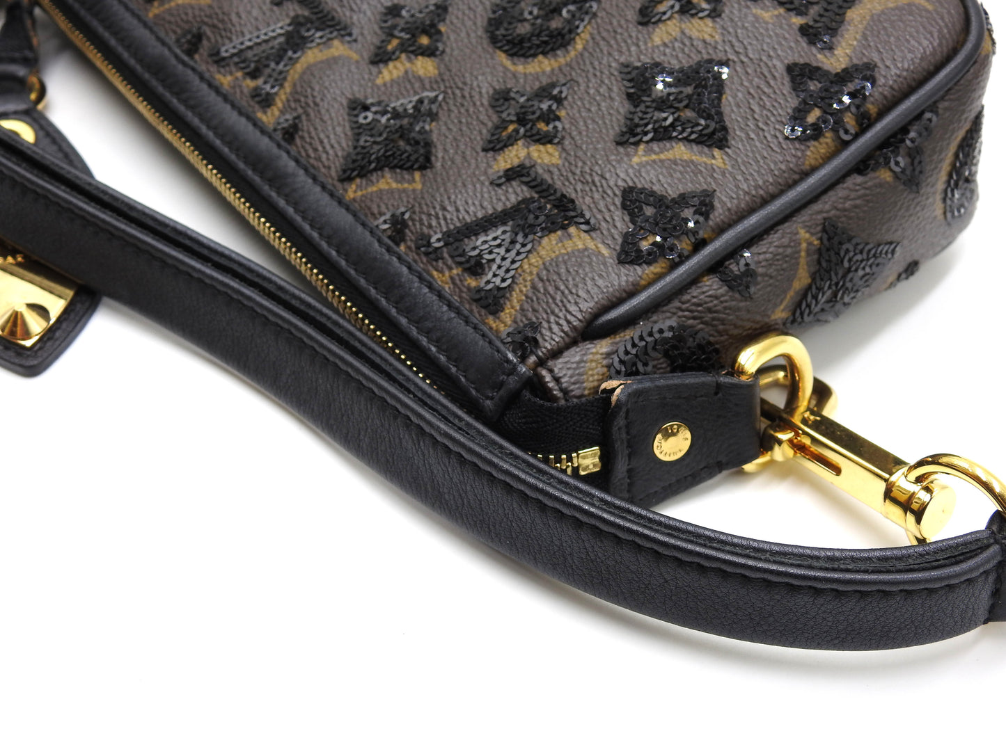 LOUIS VUITTON Monogram Eclipse Sequins Pochette Accessories Black M40247