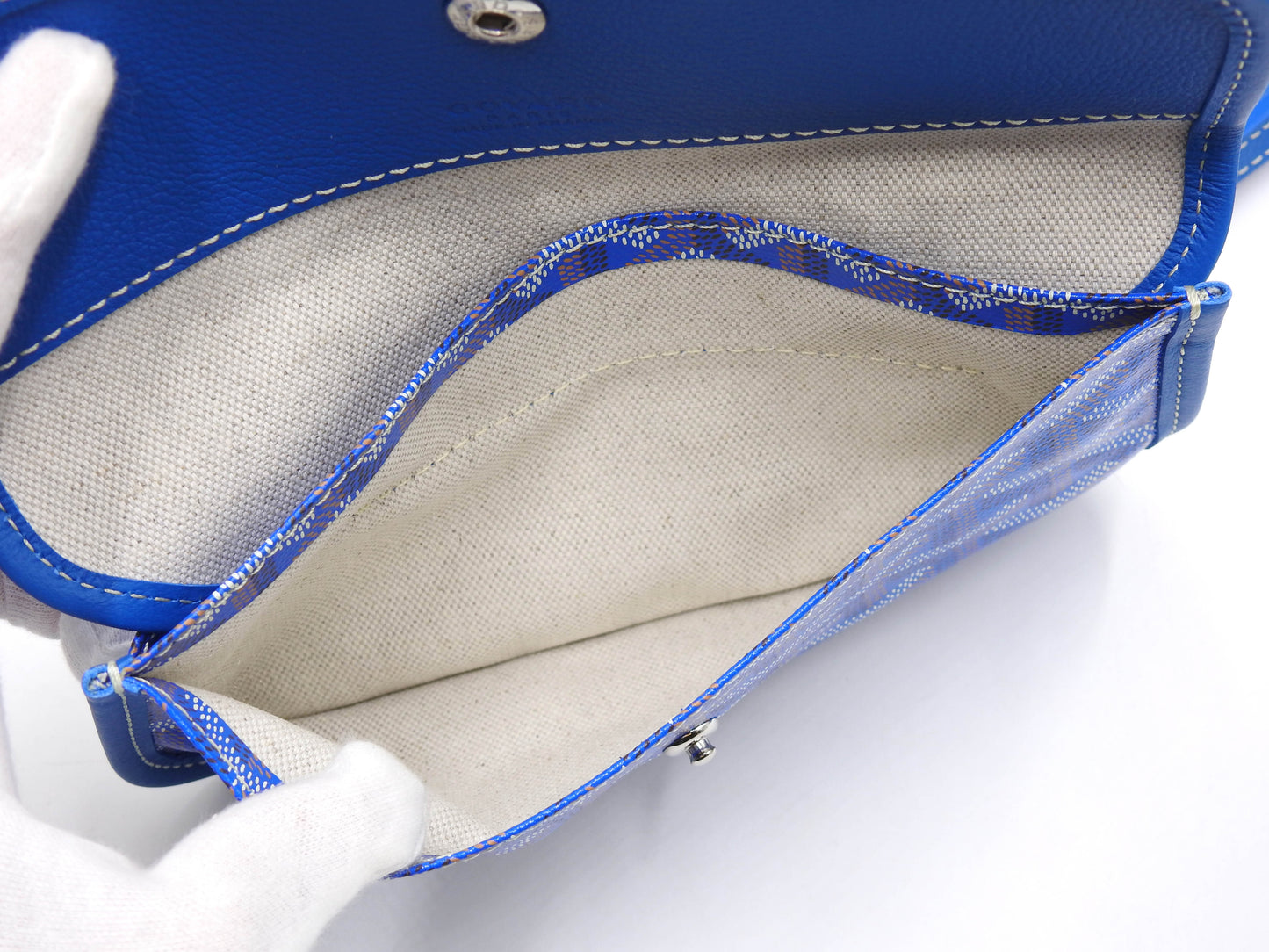 GOYARD Saint Louis PM Shoulder Tote Bag PVC Leather Blue with Pouch