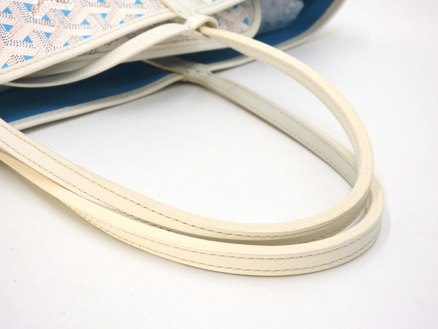 GOYARD Saint Louis Claire Voie PM Shoulder Tote Bag PVC Leather White Blue