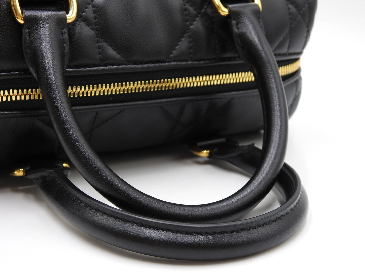 Christian Dior Canage Grove 25 Shoulder Hand Bag Lambskin Black M1365UBOL
