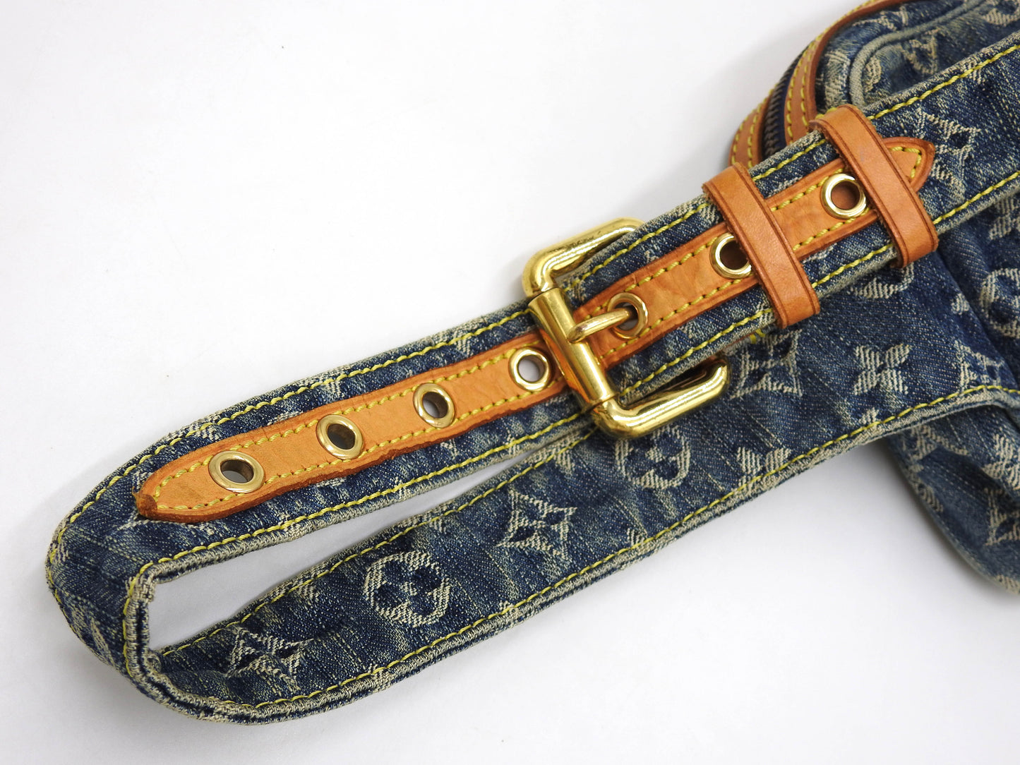 LOUIS VUITTON Monogram Denim Bum Bag Belt Bag Shoulder Bag Blue M95347